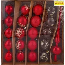 Елочная игрушка Miland С верхушкой НУ-3606 (21 шт, красный)