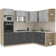 Готовая кухня Интерлиния Мила 1.88x2.6 правая (бетон-антрацит-травертин)