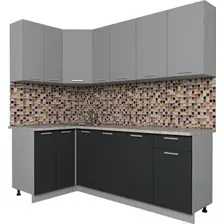 Готовая кухня Интерлиния Мила Лайт 1.2x2.1 (серебро/антрацит)