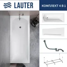 Ванна акриловая Lauter Amelia 170 / 21204070 (с каркасом, лицевым экраном белого цвета и сифоном 21Y32000 хром)