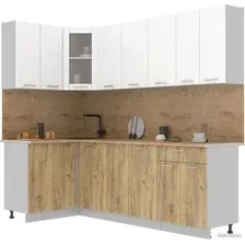 Готовая кухня Интерлиния Мила 12x24 (белый платинум/дуб золотой/дуб бунратти)
