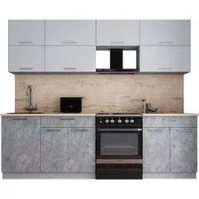 Готовая кухня Интерлиния Мила Gloss 60-25 (пепел софт/керамика/травертин серый)