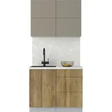 Кухонный модуль Интерлиния Мила Матте 1.0 А (луна/дуб вотан/опал светлый)