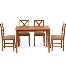 Стол Обеденный комплект Tetchair Hudson Dining Set (стол  4 стула), Espresso, ткань кор.-зол.