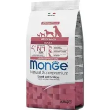Сухой корм для собак Monge All Breeds Adult Monoprotein Beed with Rice для всех пород с говядиной и рисом (2.5 кг)
