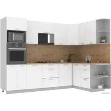 Готовая кухня Интерлиния Мила Лайт 1.68x2.8 правая (белый платинум/белый платинум/дуб бунратти)