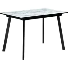 Обеденный стол Woodville Агни 110/140х68х76 (мрамор белый/черный матовый)