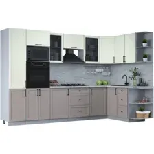 Готовая кухня Интерлиния Тренд 1.68x3.2 ВТ правая (луна/белый/серый каспий)