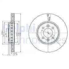Тормозной диск DELPHI BG4536C вентилируемый , передняя ось