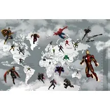 Фотообои листовые Citydecor Superhero 4 (400x260, карта мира с ростомером)