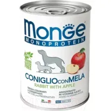 Влажный корм для собак Monge Natural Monoprotein с кроликом, рисом и яблоками (400г)