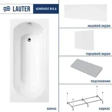 Ванна Lauter Haven 160 21202006 (с каркасом, серым подголовн., белым лиц. и торц.экраном)