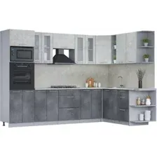 Готовая кухня Интерлиния Мила 1.88x3.0 правая (бетон лайт/бетон портленд/опал светлый)