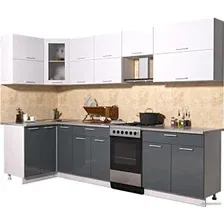 Готовая кухня Интерлиния Мила Gloss 50-12x29 (белый/асфальт глянец)