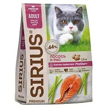 SIRIUS для взрослых кошек (Лосось, рис) 400 г