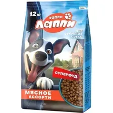 Сухой корм для собак Хаппи Лаппи Мясное ассорти (12кг)