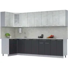 Готовая кухня Интерлиния Мила 12x30 (бетон лайт/антрацит/опал светлый)