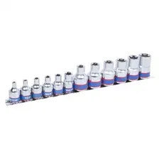 комплект торцевых головок TORX Е4-Е20 1/2'&3/8' 13 пр. KING TONY!\ 7113PR
