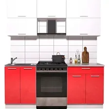 Готовая кухня Интерлиния Мила Gloss 60-19 (белый/красный глянец)