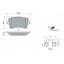 Комплект тормозных колодок, дисковый тормоз BOSCH 0 986 494 733