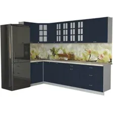 Готовая кухня Интерлиния Мила Деко 1.2x2.9 (индиго/индиго/опал светлый)