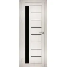 Межкомнатная дверь Юни Амати 4 (ч) 90x200 (эшвайт/черное стекло)