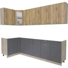 Готовая кухня Интерлиния Мила 12x26 без столешницы (дуб золотой/антрацит)