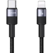 Кабель Usams SJ729 USB Type-C - Lightning (1.2 м, черный)