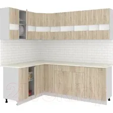 Кухонный гарнитур Кортекс-мебель Корнелия Экстра 1.5x2.2м (дуб сонома/королевский опал)