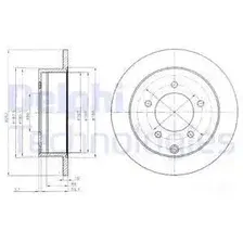 Тормозной диск DELPHI BG4198 полный , задняя ось