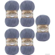 Набор пряжи для вязания Alize Angora Gold 203 (550 м, темный джинс, 5 мотков)