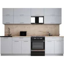 Готовая кухня Интерлиния Мила Gloss 60-27 (пепел софт/пепел софт/травертин серый)