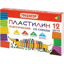 Пластилин Пифагор Классический. Веселая такса / 106675 (12цв)