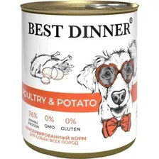 Влажный корм для собак Best Dinner Для щенков и взрослых собак Птица с картофелем (850г)