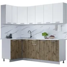 Готовая кухня Интерлиния Мила Лайт 1.2x2.3 (белый платинум/дуб веллингтон/белый гранит)