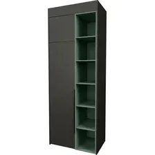 Шкаф распашной Рэйгрупп Рэй S245-B2-WKL В2 (дуб веллингтон/кобальт/античная латунь)