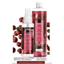 Avon Освежающий лосьон-спрей для тела Тайна вишни с ароматом вишни и сандалового дерева, 100 мл  Гель для душа Тайна вишни  с ароматом вишни и сандалового дерева, 500 мл