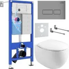 Унитаз подвесной Roxen Egg в комплекте с инсталляцией StounFix Dual Fresh 6 в 1 964210 (кнопка: хром