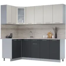 Готовая кухня Интерлиния Мила 12x22 (персидский жемчуг/антрацит/травертин серый)