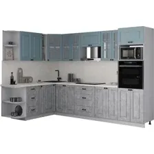 Готовая кухня Интерлиния Мила Деко 1.88x3.0 LV (керамика/океан/опал светлый)