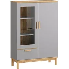 Шкаф-витрина Modula Вирелле INV06HS-1D1V1S-1004/398/1458(21) (BZ серый шиферDI дуб натюрель)
