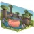 Игрушка-конструктор Halftoys Animal Бегемот с диорамой HA005