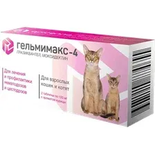 Таблетки от блох и клещей Apicenna Гельмимакс-4 для кошек и котят (2 таблетки)