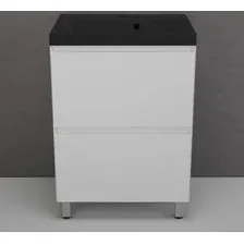 Symbolite Тумба под умывальник Манхэттен 60 Plus 2 ящика + Asti 60x45 (белый матовый/антрацит)
