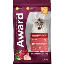 Корм для кошек Award Indoor Big Cats, для крупных пород, говядина/курица, 1.5 кг