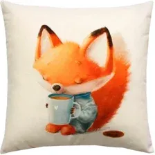 Декоративная подушка Matex Fluffy. Рыжик и кофеек 61-649 (белый/голубой/лососевый)