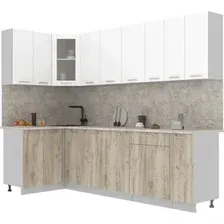 Готовая кухня Интерлиния Мила 12x27 (белый платинум/дуб серый/малага)