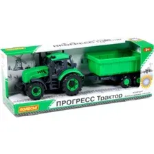 Трактор Полесье Прогресс с прицепом 91284 (зеленый)