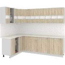 Готовая кухня Кортекс-мебель Корнелия Экстра 1.5x2.6м (дуб сонома/королевский опал)