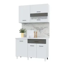 Готовая кухня Горизонт Trend 1200 (белый эмалит/холст вулкан)